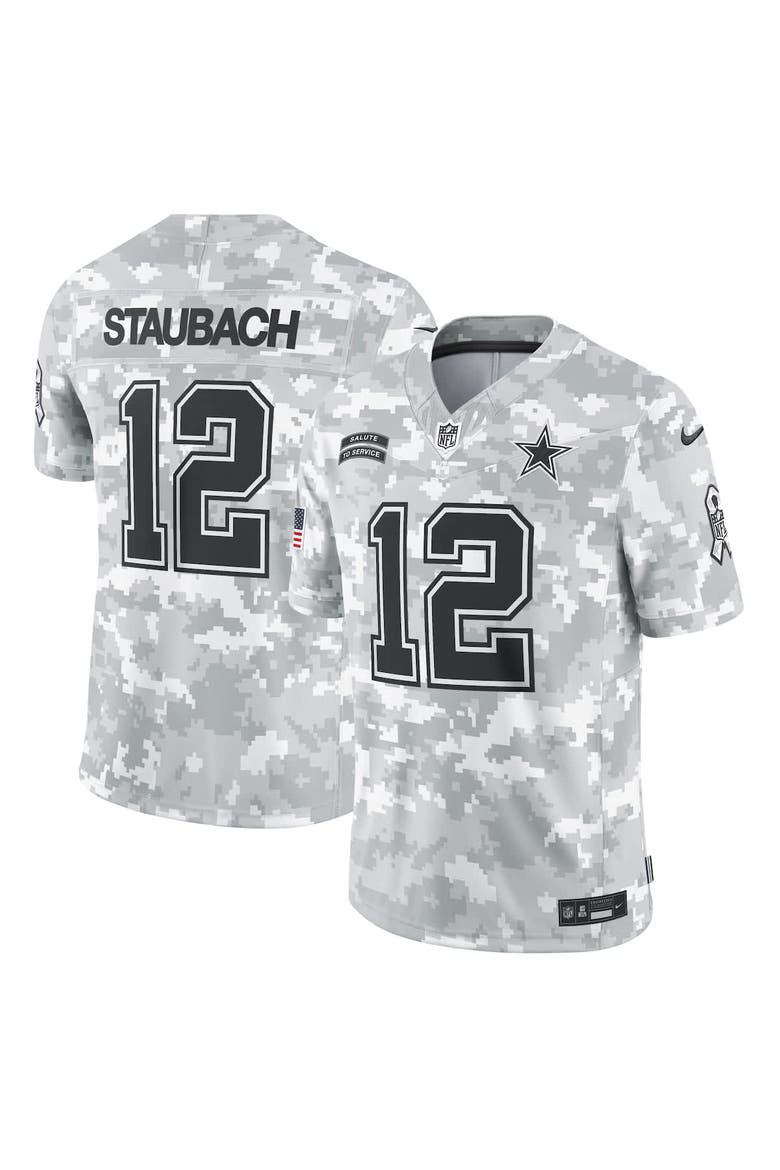 Men's Nike Roger Staubach Arctic Camo Dallas Cowboys 2024 Salute to Service Retired Player Limited Jersey, Main, color, Arctic Camo