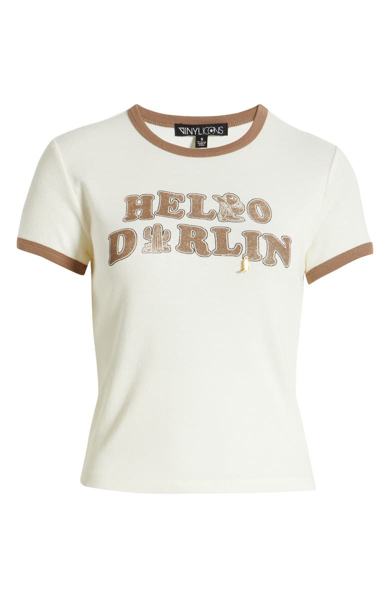 Vinyl Icons Hello Darlin' Ringer Graphic T-Shirt, Alternate, color, Marshmallow