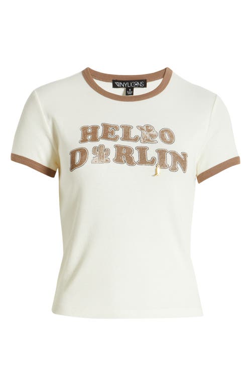 Shop Vinyl Icons Hello Darlin' Ringer Graphic T-shirt In Marshmallow