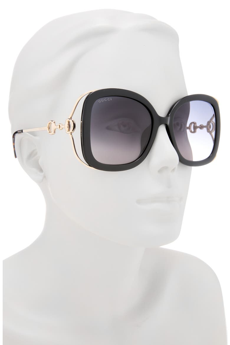 56mm Square Sunglasses, Alternate, color, BLACK GOLD GREY