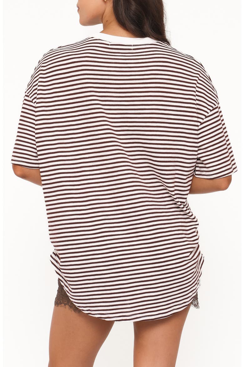 Mairead Stripe Top & Lace Detail Shorts Set, Alternate, color, CHOCOLATE STRIPE
