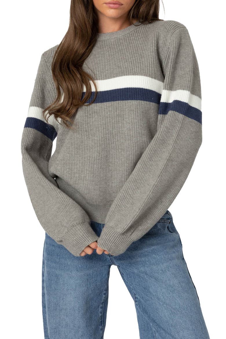 Stripe Oversize Sweater, Main, color, GRAY-MELANGE