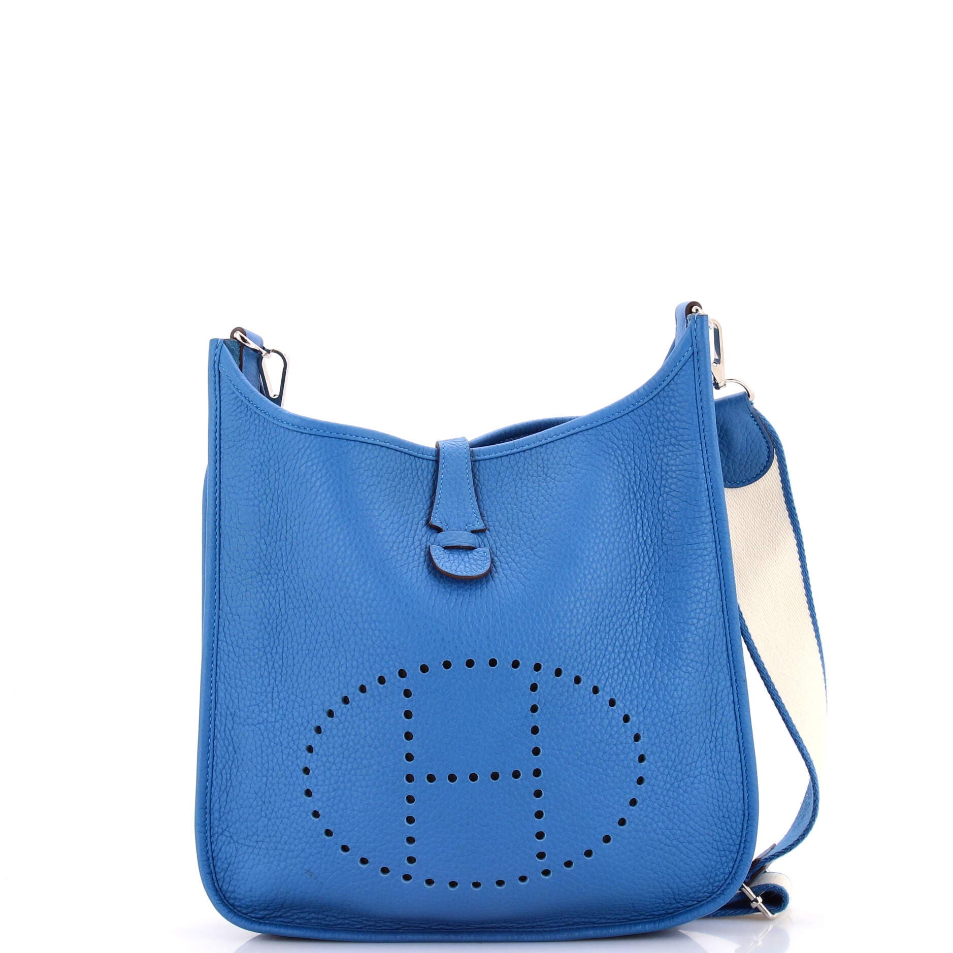 Pre-owned Hermes  Hermes Evelyne Bag Gen Iii Clemence Pm In Blue