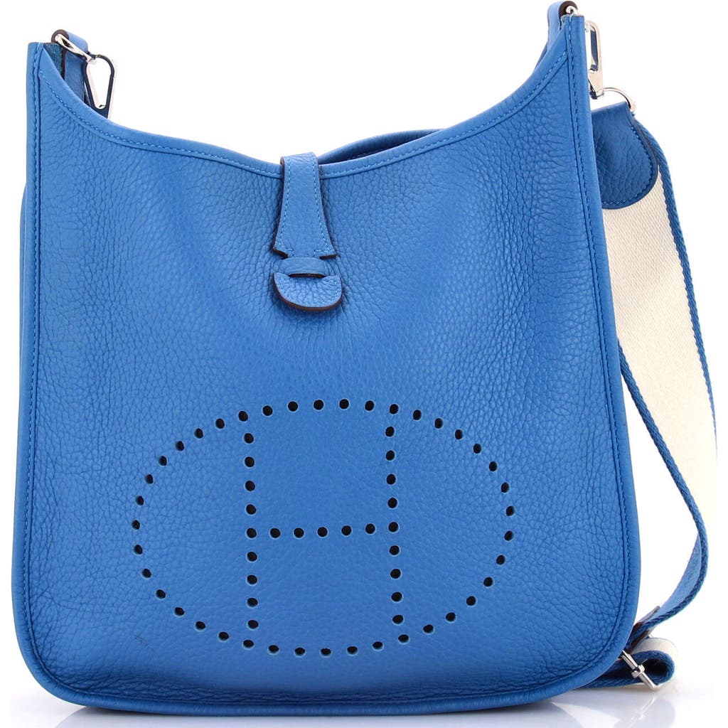 Pre-owned Hermes Hermes Evelyne Bag Gen Iii Clemence Pm In Blue