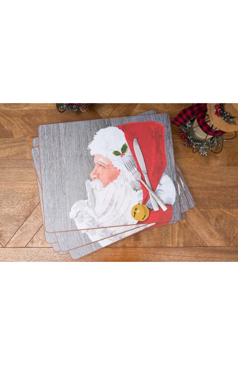 C&F Home Santa Hardboard Placemat, Set of 6, 13" x 16", Alternate, color, Red