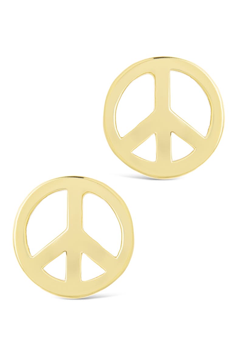Peace Sign Stud Earrings, Alternate, color, GOLD