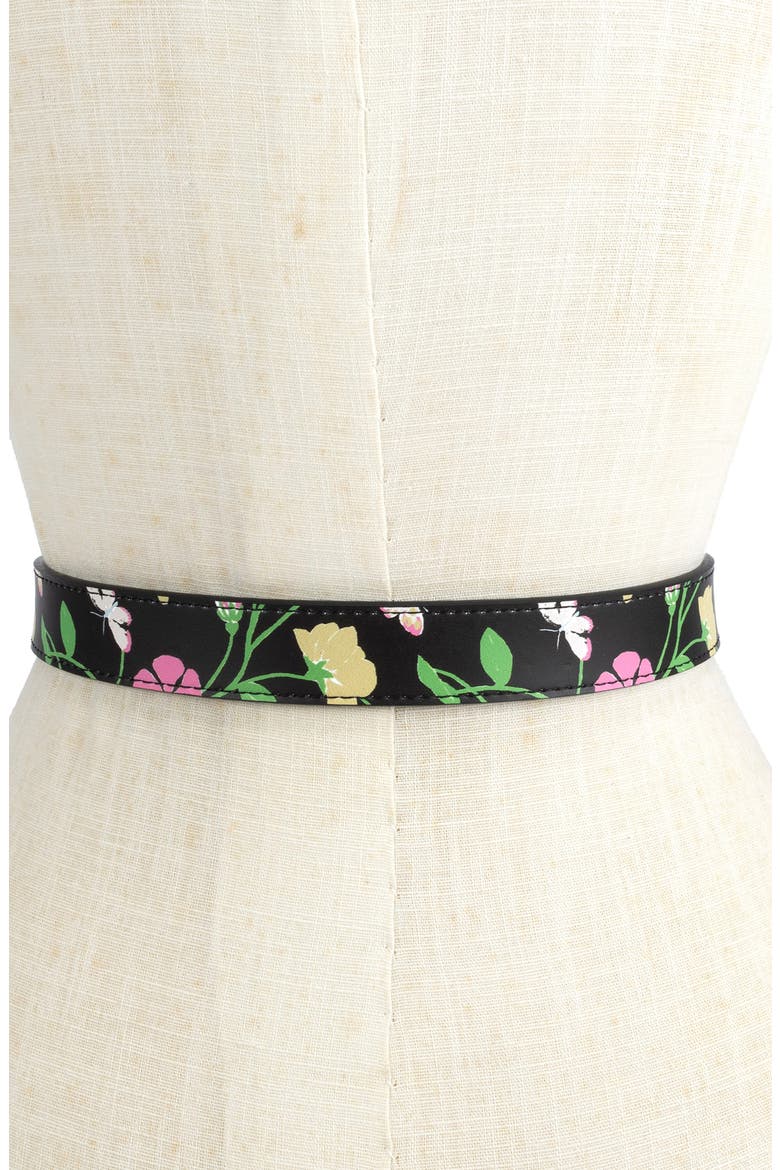 reversible leather blend belt, Alternate, color, BLACK FLORAL PRINT