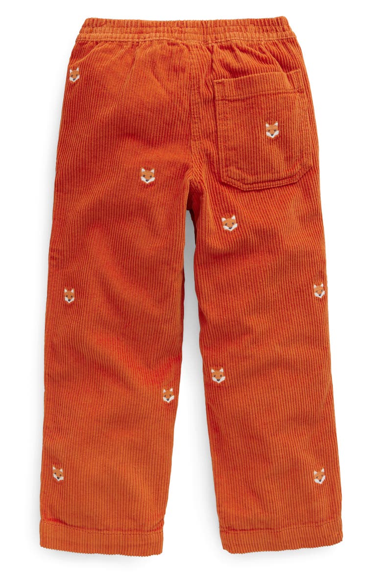 Kids' Fox Appliqué Chunky Corduroy Pants, Alternate, color, AUTUMN MAPLE ORANGE FOX