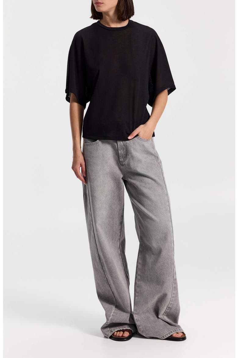 Short-Sleeve Batwing Top, Alternate, color, Black