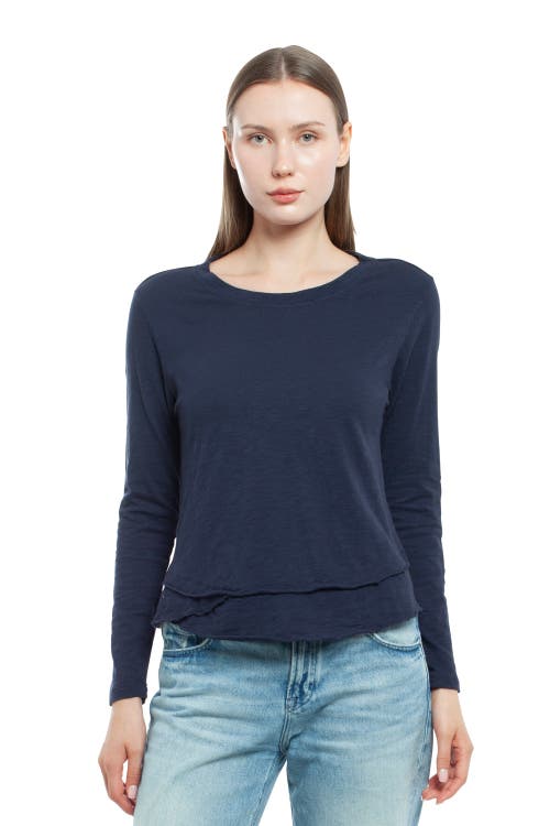 Wilt Clothing Long Sleeve Mock Layer Tee In Blue