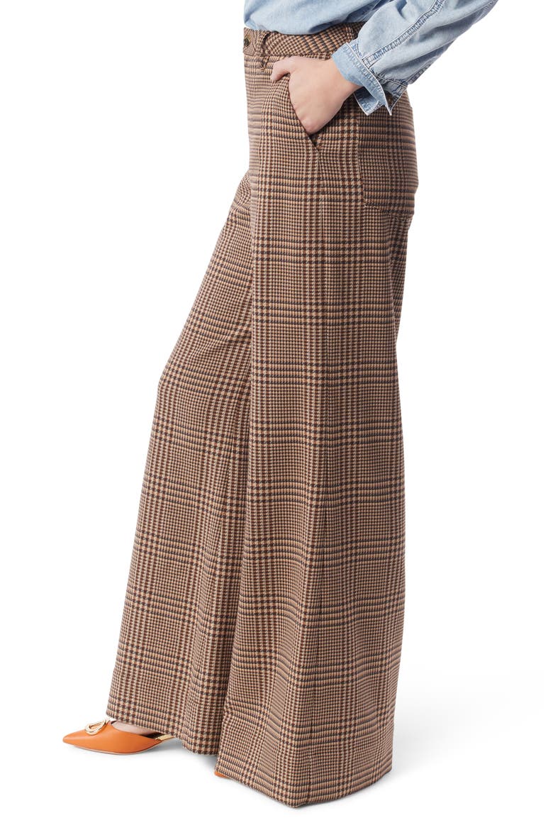Tabitha Plaid Wide Leg Pants, Alternate, color, DOWNTOWN BROWN