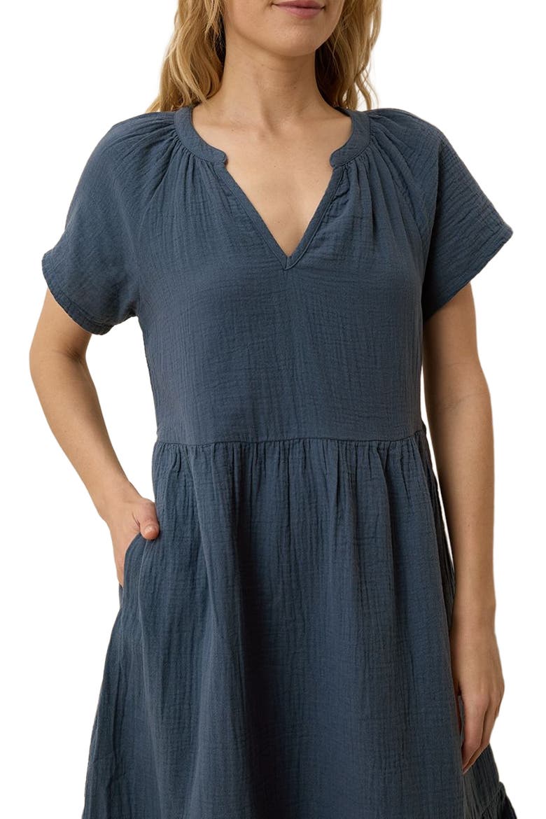 Organic Cotton Coastal Double Gauze Breezy Dress, Alternate, color, French Navy