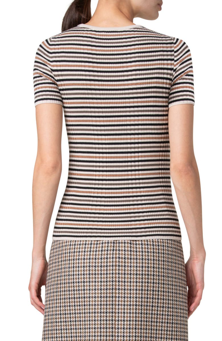 Akris punto Stripe Short Sleeve Wool Rib Sweater, Alternate, color, 