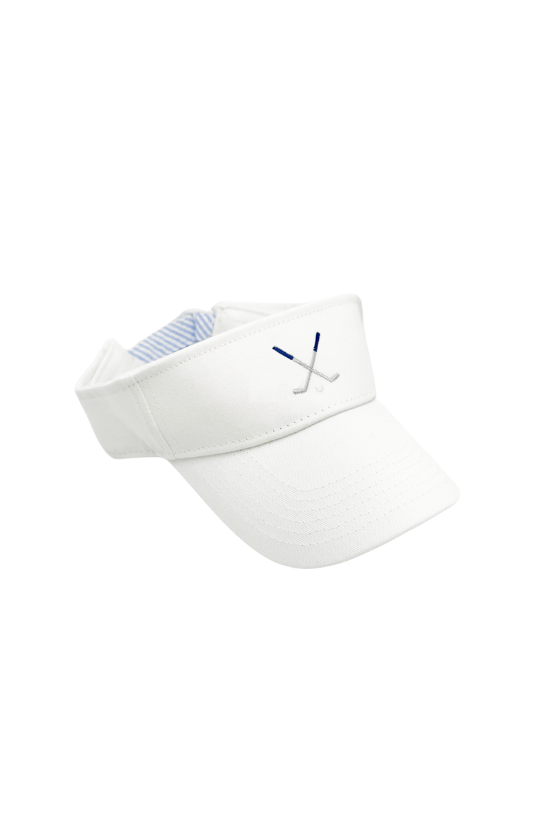 Bits & Bows Golf Clubs Twill Visor, Main, color, White