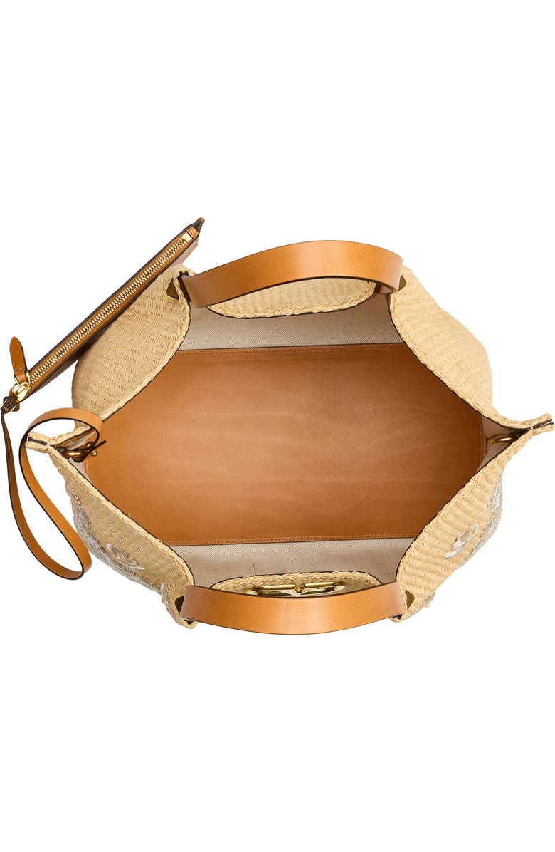 Valentino Garavani Medium VLOGO Signature Raffia Tote, Alternate, color, Natural