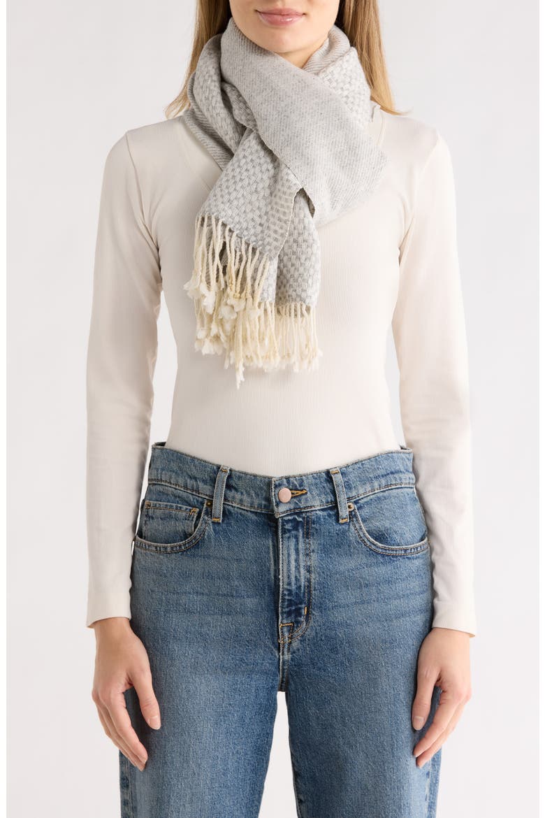 Basket Twill Wool & Cashmere Blend Shawl, Main, color, GREY
