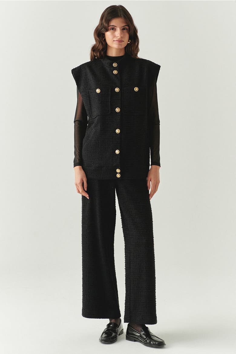Goldie High Neck Vest, Alternate, color, BLACK
