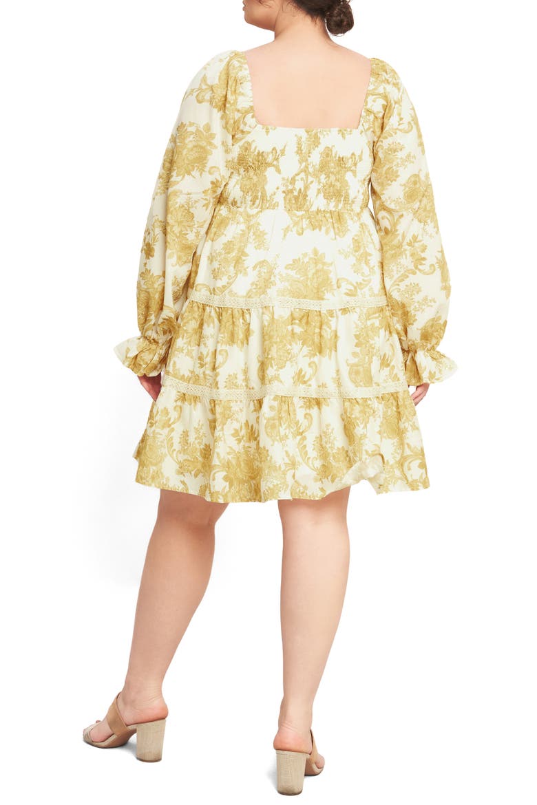 Print Long Sleeve Dress, Alternate, color, OFF WHITE/ YELLOW