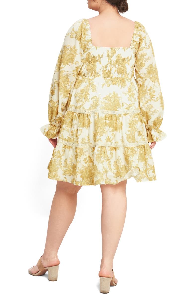 FLYING TOMATO Print Long Sleeve Dress, Alternate, color, Off White/ Yellow