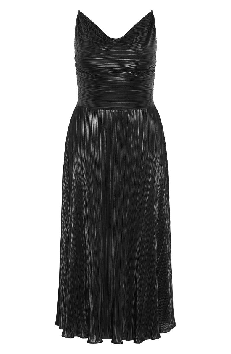 City Chic Kamila Cowl Neck Metallic Plissé Maxi Dress, Alternate, color, 