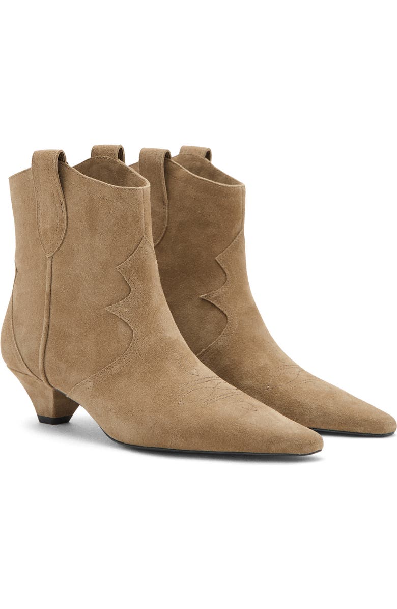 MANGO Suede Kitten Heel Ankle Boot, Main, color,