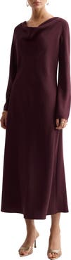 MANGO Cowl Neck Long Sleeve Dress