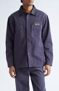 PALMES Leather Collar Twill Overshirt