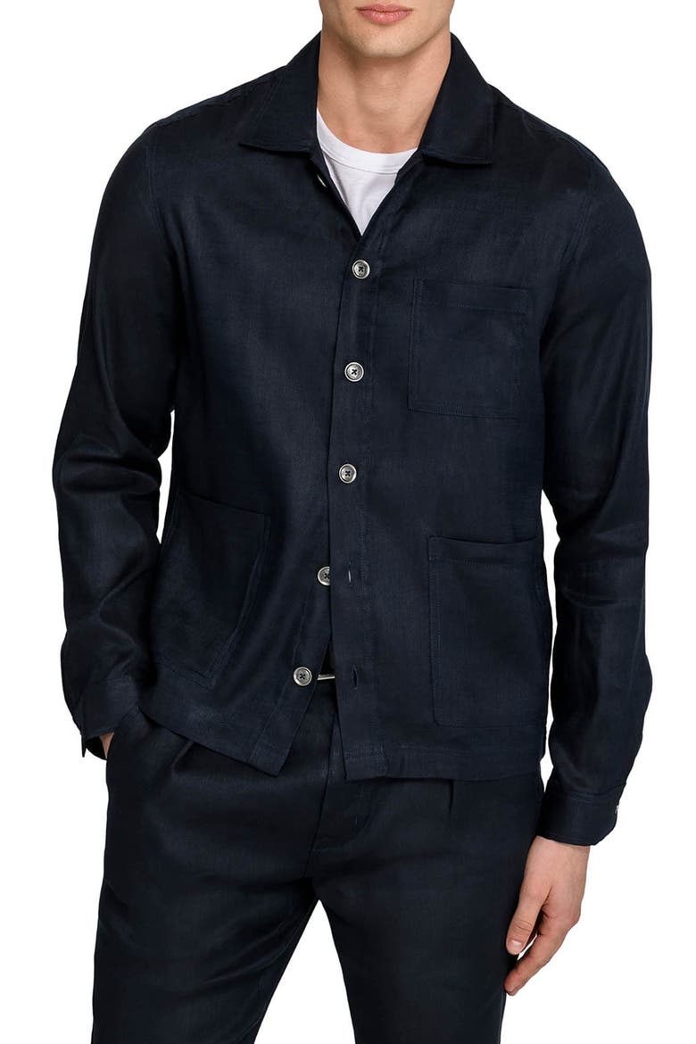 Linen Blend Shirt Jacket, Main, color, NAVY
