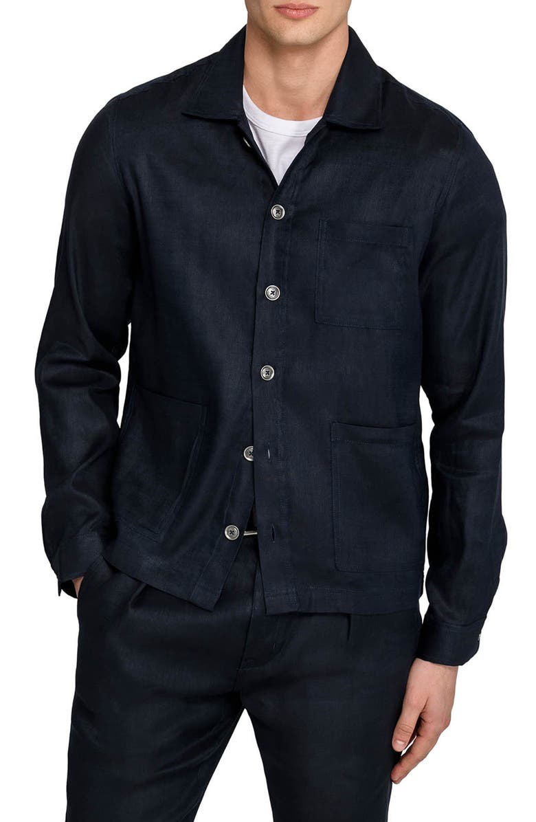 W.R.K Linen Blend Shirt Jacket, Main, color, Navy