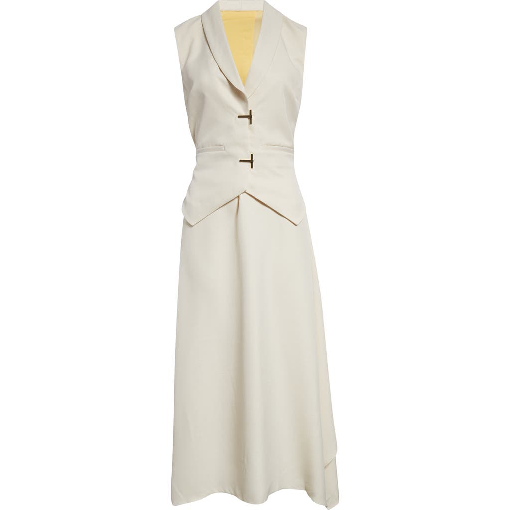 Shop Stine Goya Tailored Handkerchief Hem Dress In Ivory/cornsilk