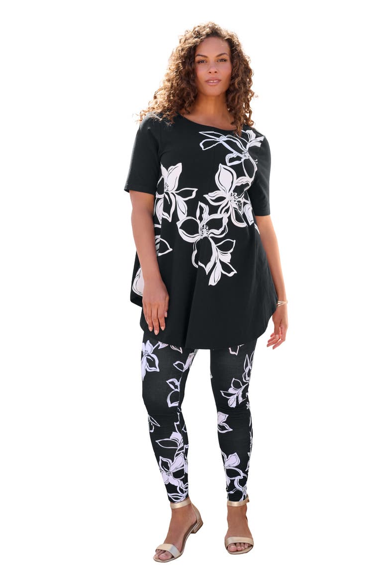 Placement Print Set, Main, color, BLACK WHITE FLOWERS