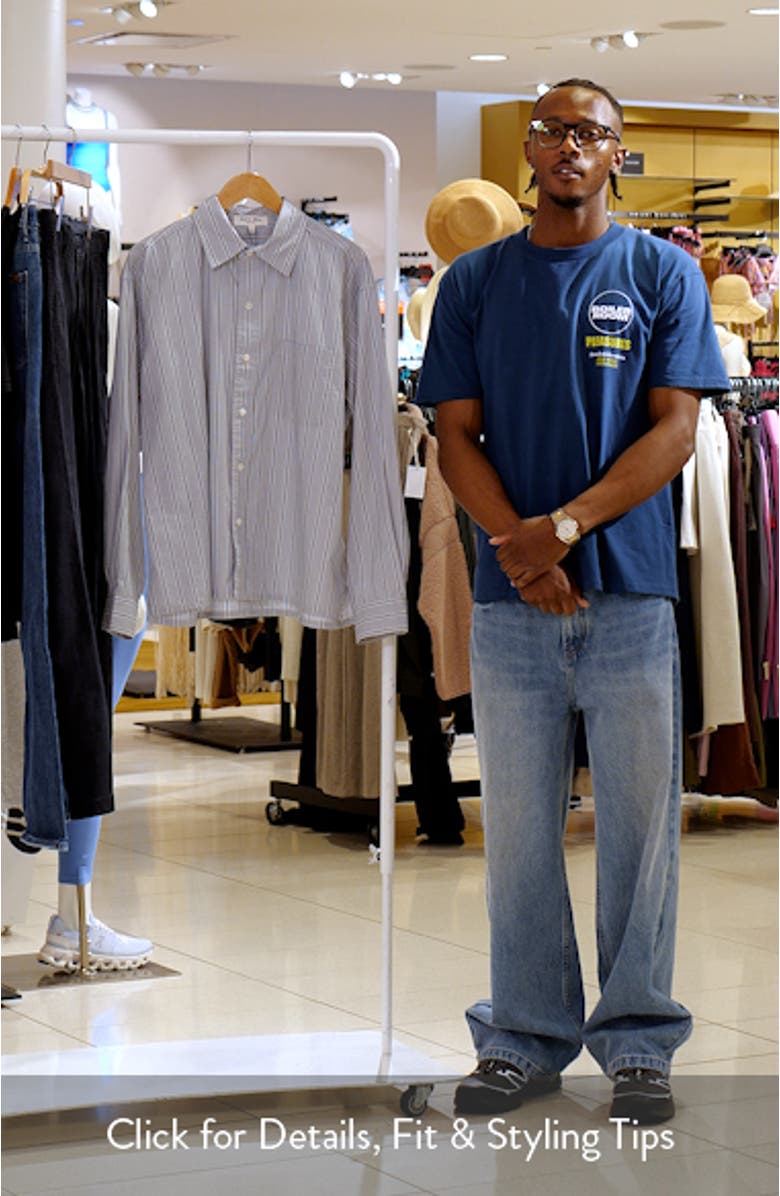 Franklin Loose Fit Stripe Cotton Button-Up Shirt, sales video thumbnail