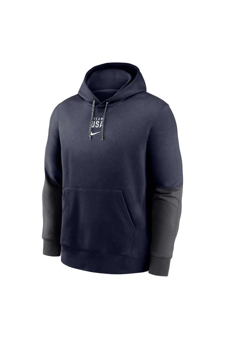 Youth Nike Navy Team USA Color-Block Pullover Hoodie, Alternate, color, Navy