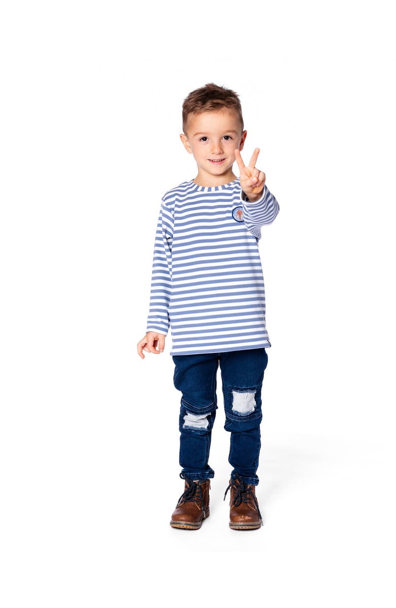 Deux par Deux French Terry Pants with Contrasting Patch, Alternate, color, Blue Denim