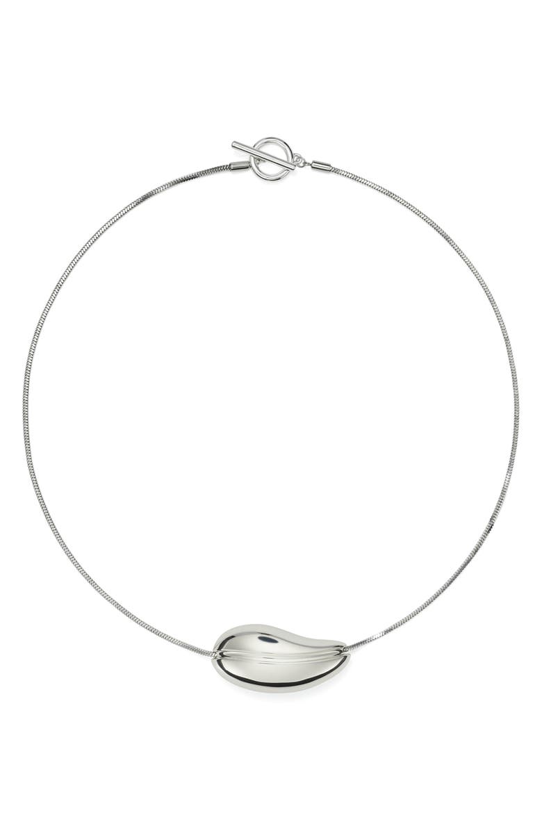 Tory Burch Wave Collar Necklace, Main, color, Light Silver