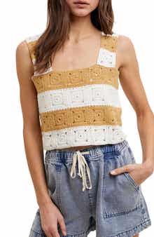 WISHLIST Colorblocked Crochet Top