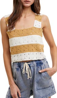 WISHLIST Colorblocked Crochet Top
