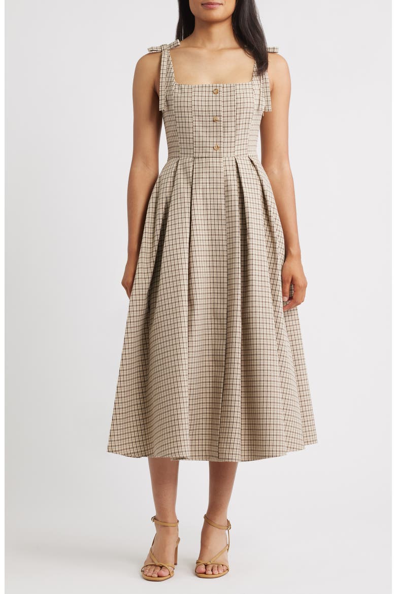 MOON RIVER Plaid Tie Strap Sundress (Women)