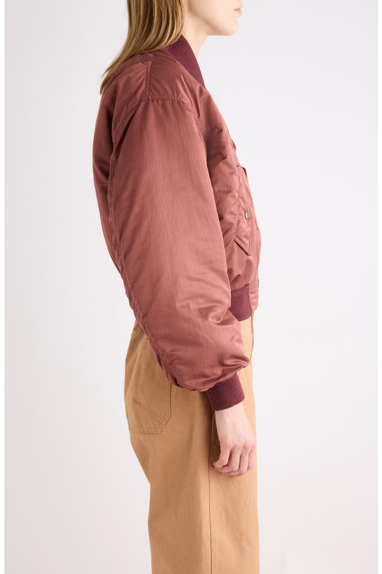 Oversize Techniacal Satin Bomber Jacket, Alternate, color, WILDWOOD BROWN