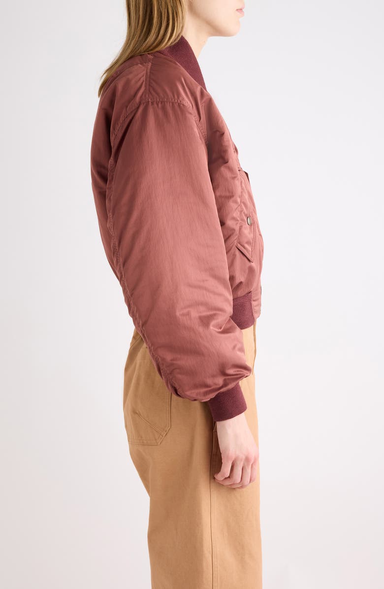 Chloé Oversize Techniacal Satin Bomber Jacket, Alternate, color, Wildwood Brown