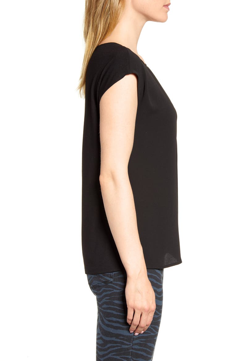 Gathered Neck Knit Back Top, Alternate, color, RICH BLACK
