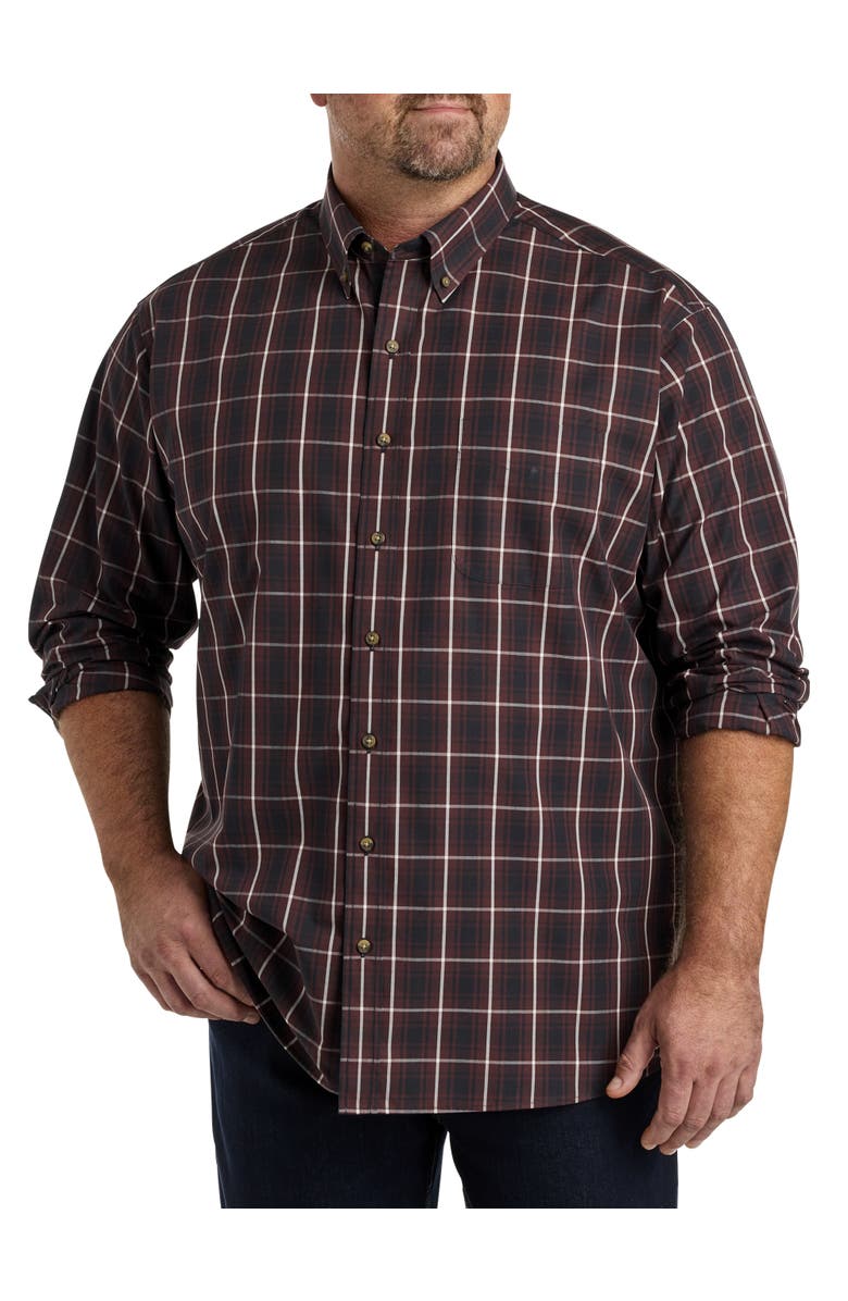 Harbor Bay by DXL Big & Tall Easy-Care Large Plaid Sport Shirt, Main, color, Black Multi