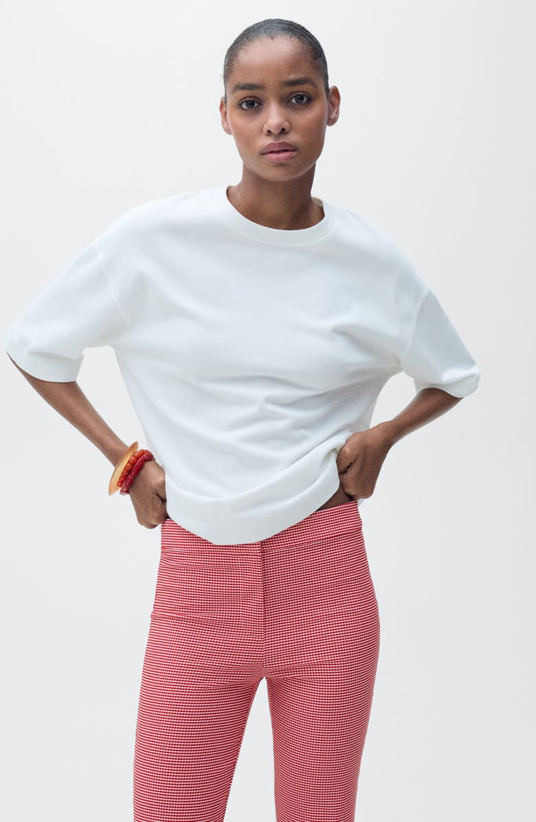 MANGO Gingham Crop Pants, Alternate, color, 