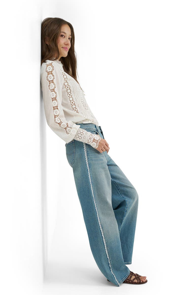 Lee Lace Trim Low Slung Slouch Jeans, Alternate, color, 