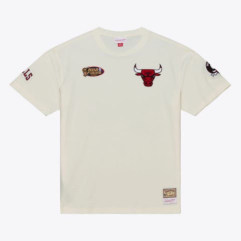 Men's Mitchell & Ness Cream Chicago Bulls Hardwood Classics Chainstitch Premium T-Shirt
