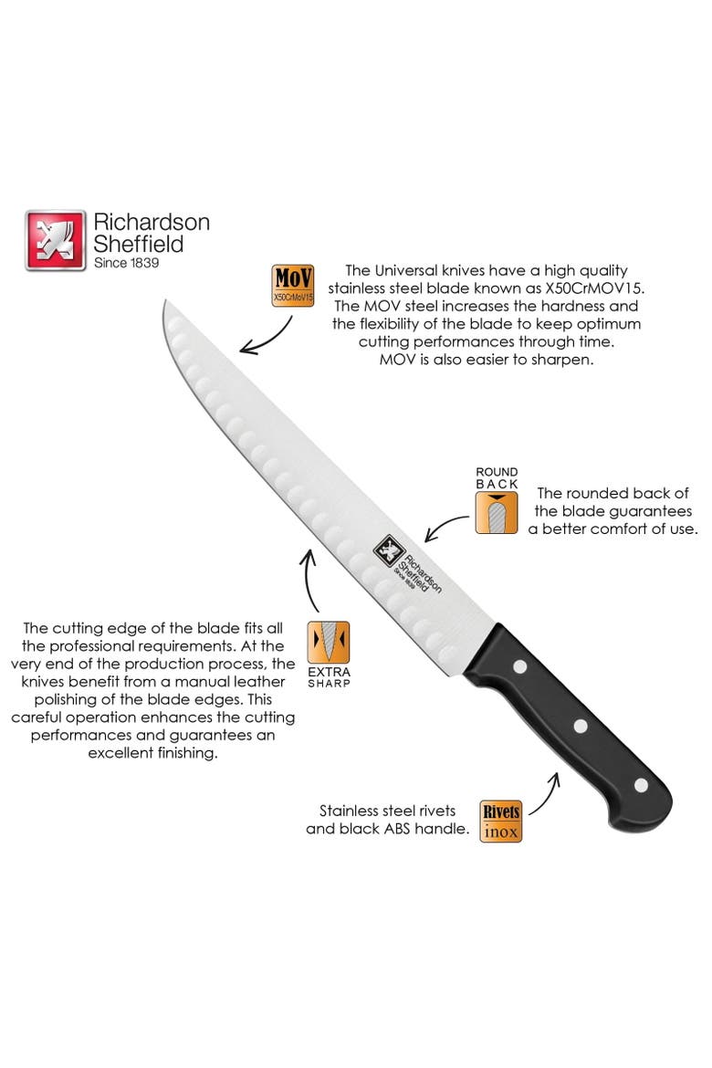 Universal 10-Inch Butcher Knife with Notches, Alternate, color, Silver