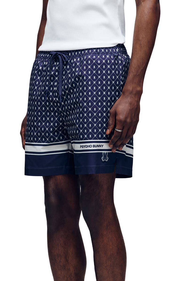 Psycho Bunny Hunter Bunny Print Swim Trunks, Alternate, color, 