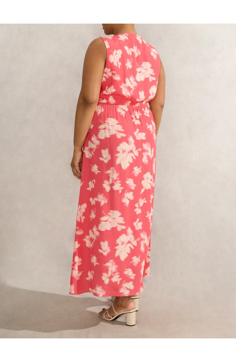 Live Unlimited Floral Midi Dress With Neck Scarf, Alternate, color, Coral