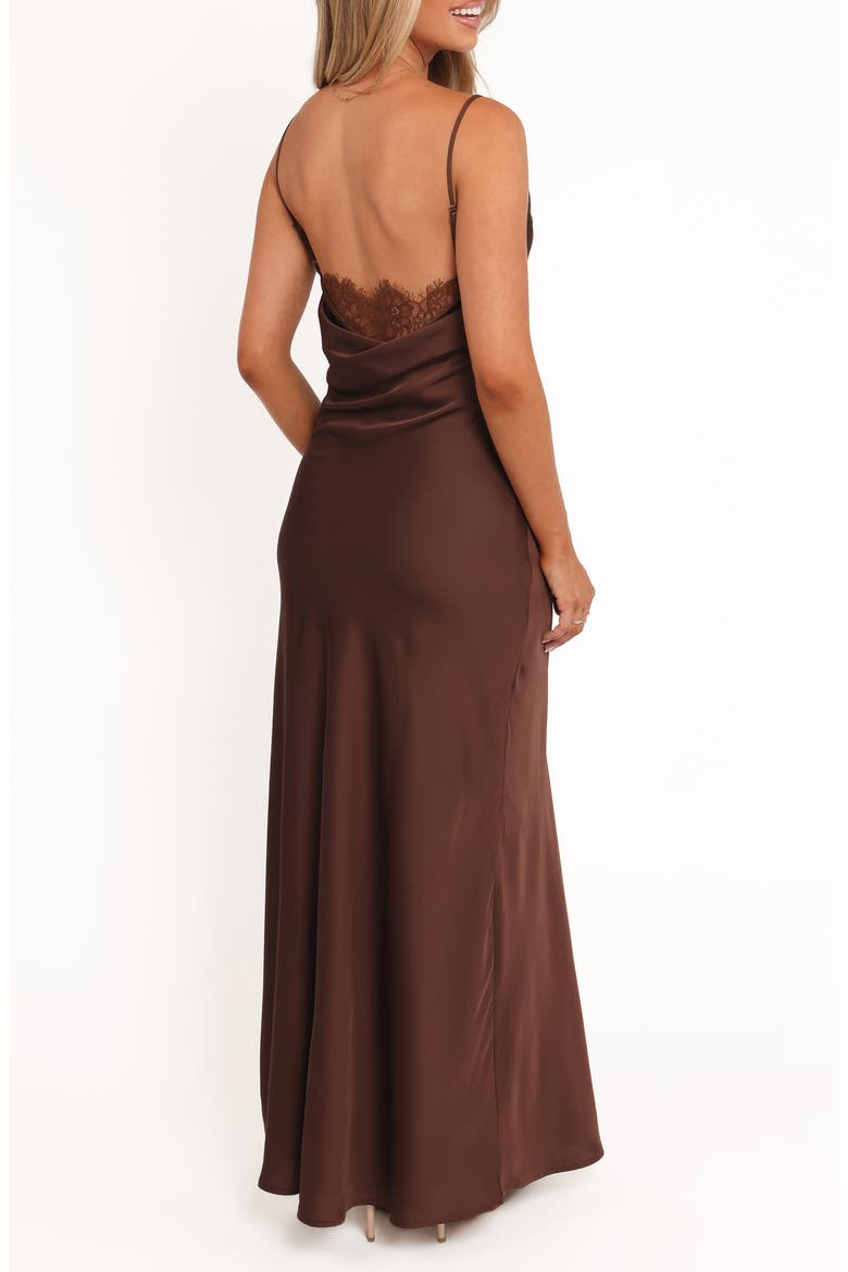 Evana Lace Column Gown, Alternate, color, BROWN