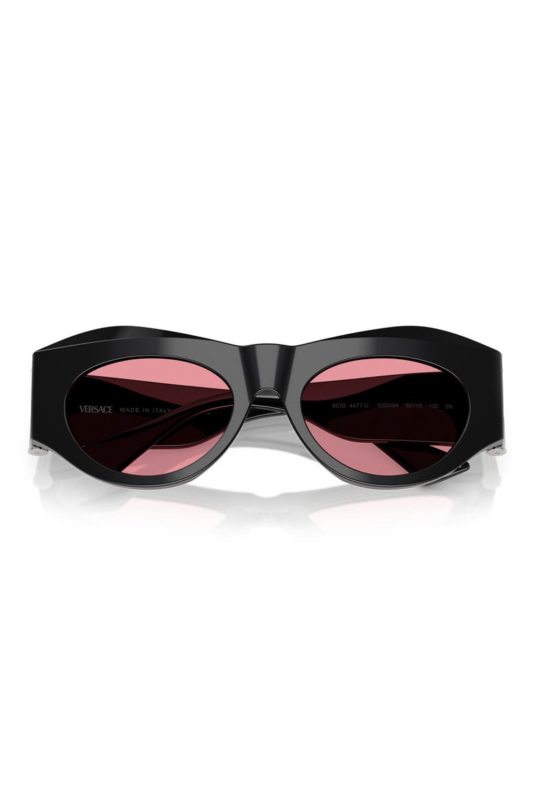 52mm Oval Sunglasses, Alternate, color, BLACK
